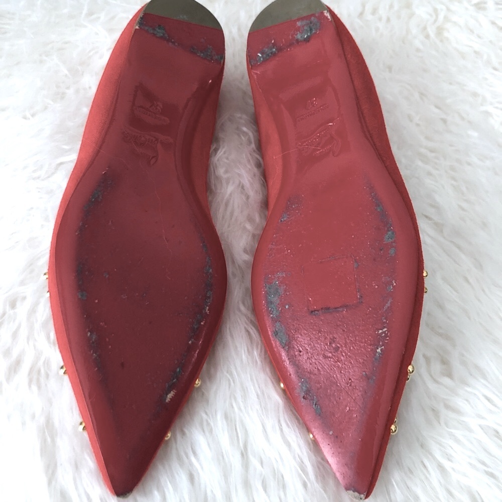💥 LOUBOUTIN Door Knock Red Flats Sz 37 - Picture 8 of 8